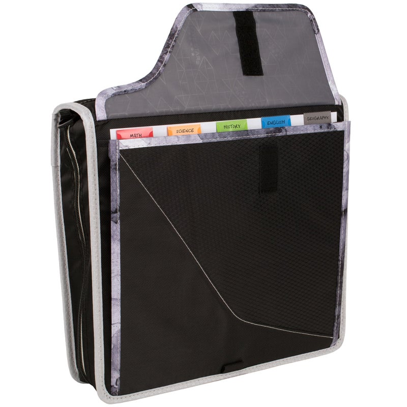 Five Star Zipper Binder, 3 Inch 3-Ring Binder with D Rings, Removable Padded Case, 5-Tab Expanding File and Multi-Use Strap, 850 Sheet Capacity, Black/Gray (29296IT8) - Image 5